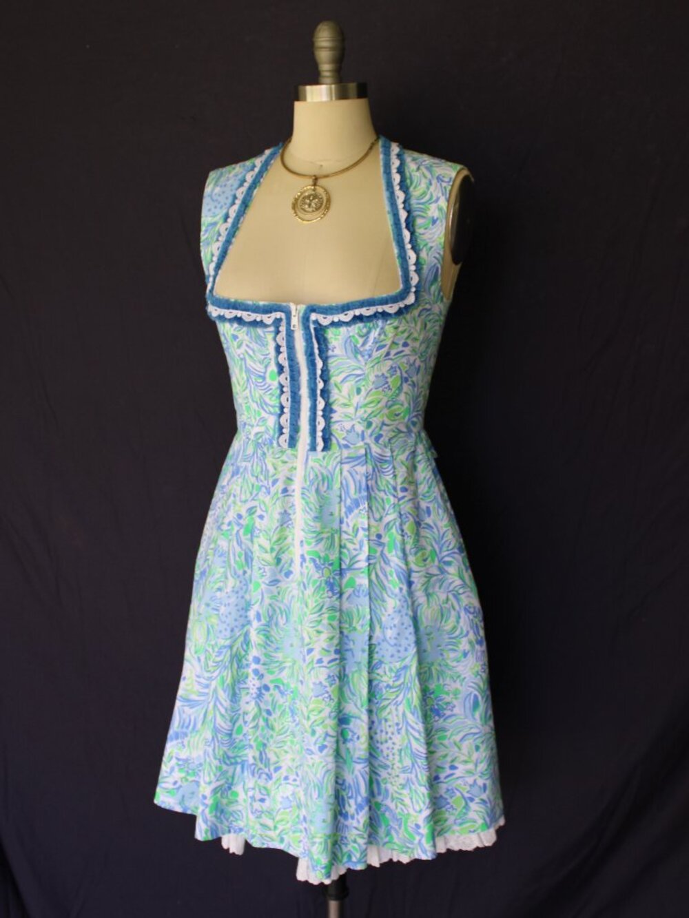 Custom Lilly Pulitzer trachten German Bavarian Dirndl corset dress crochet lace - Picture 10 of 12